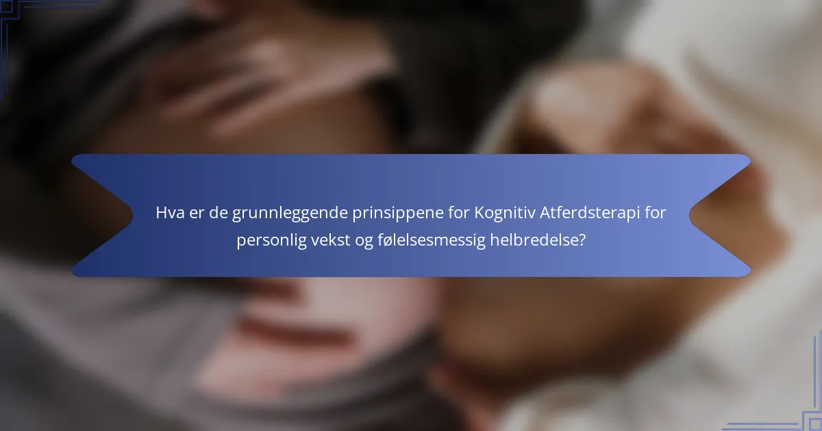 Hva er de grunnleggende prinsippene for Kognitiv Atferdsterapi for personlig vekst og følelsesmessig helbredelse?