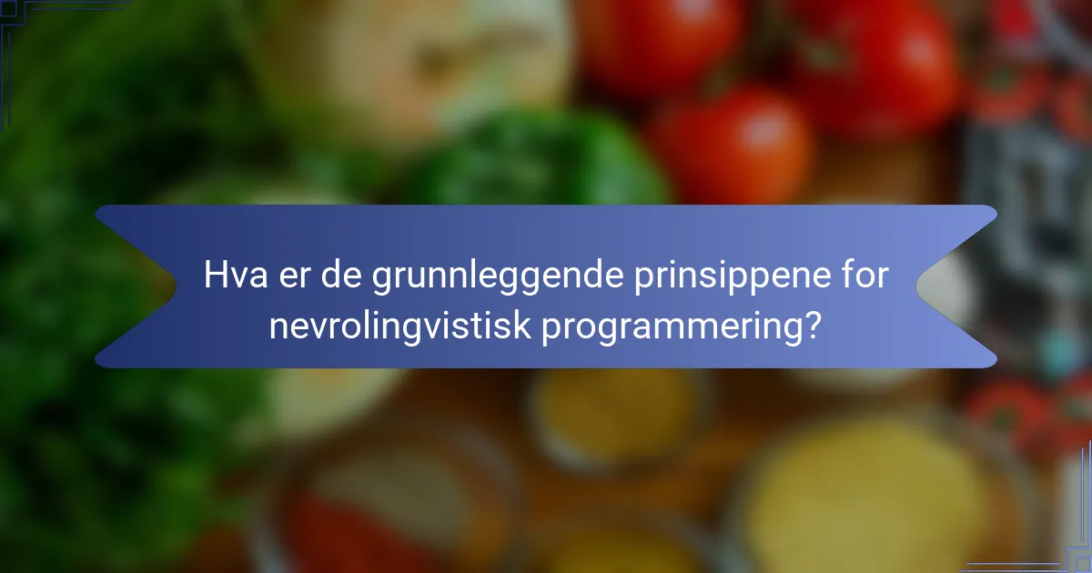 Hva er de grunnleggende prinsippene for nevrolingvistisk programmering?