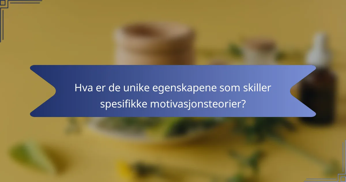 Hva er de unike egenskapene som skiller spesifikke motivasjonsteorier?