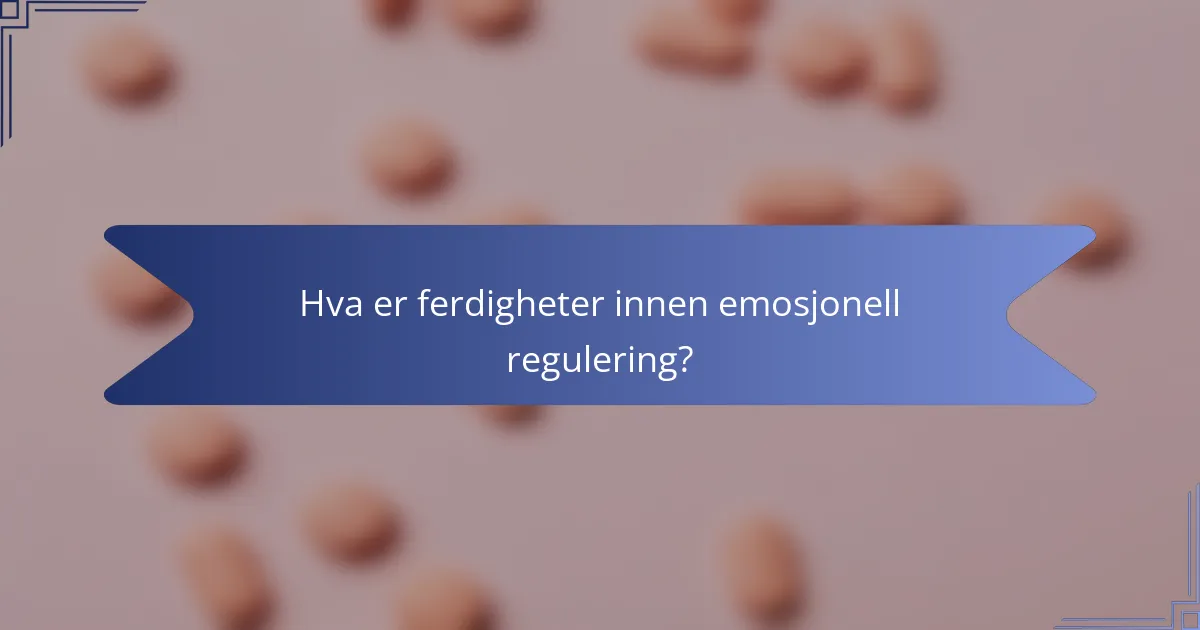 Hva er ferdigheter innen emosjonell regulering?