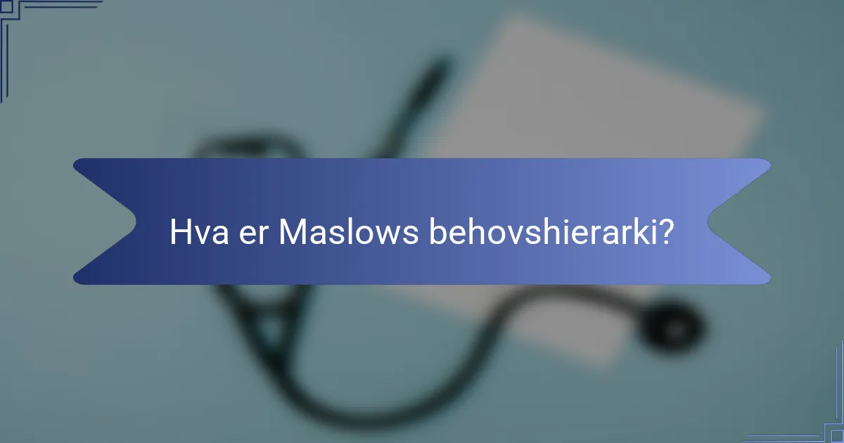 Hva er Maslows behovshierarki?